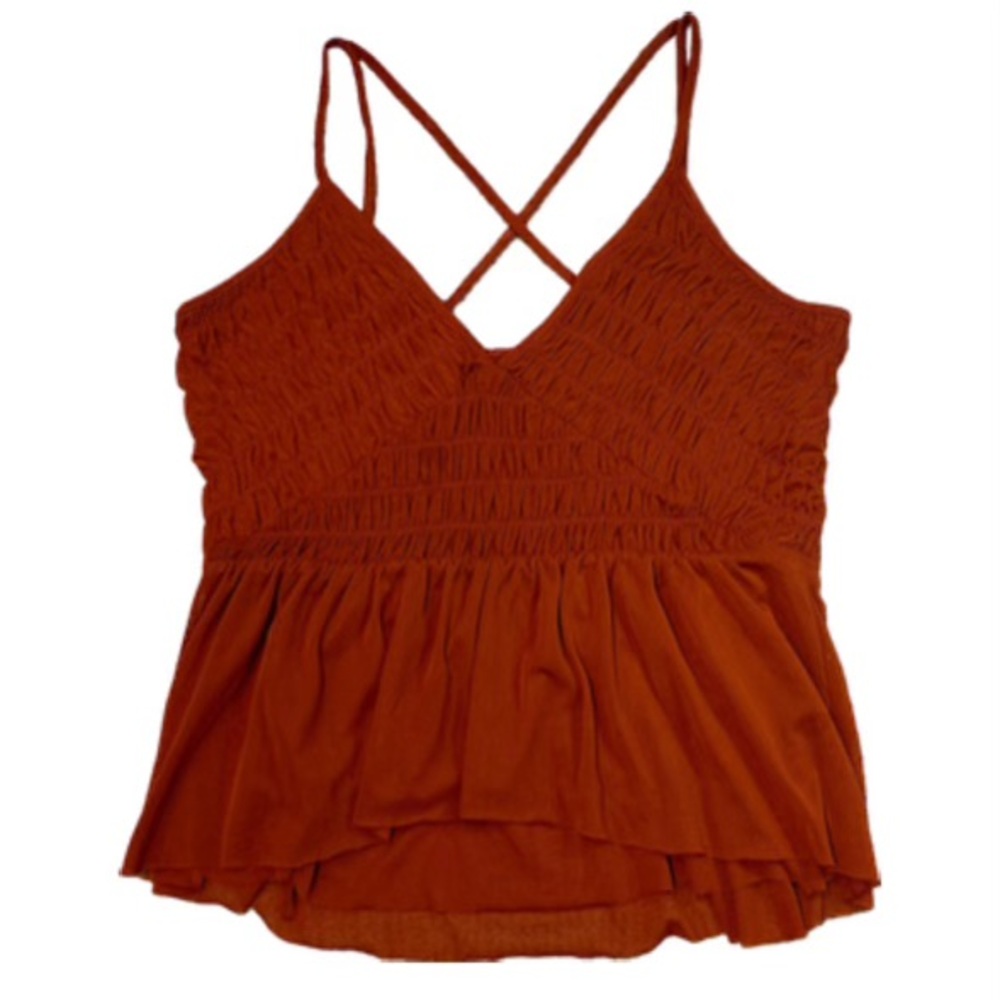 Anthropologie | Mesh V-neck Tank | deep auburn summer tank